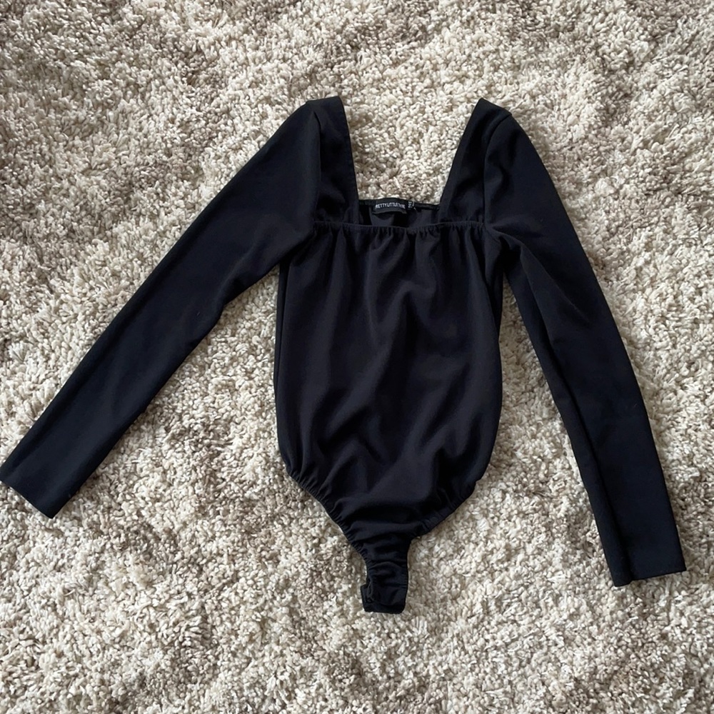 Pretty Little Thing black, long sleeve bodysuit